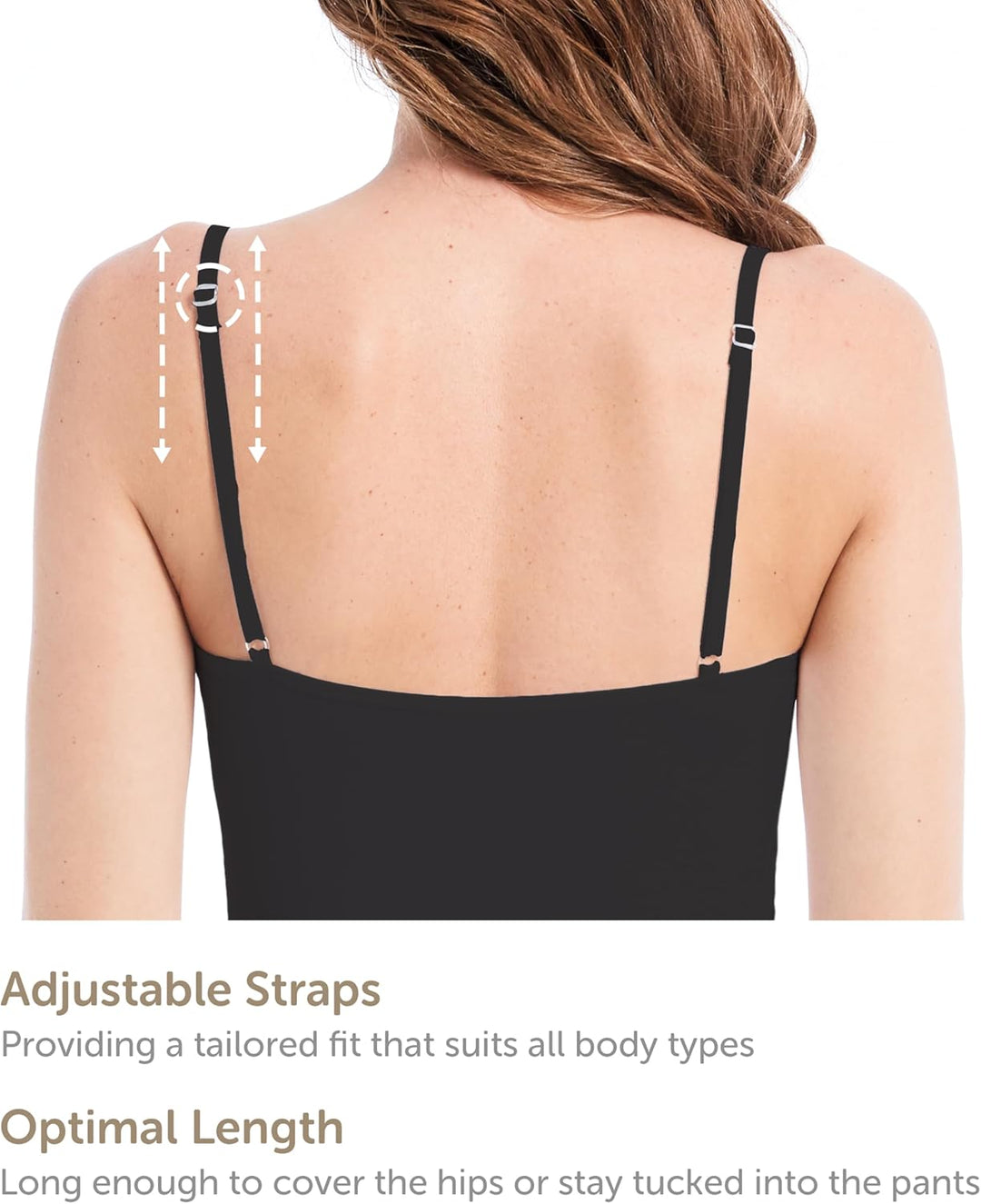 Comfneat Damen 4-Pack Spaghetti Tops Slim-Fit Verstellbare Träger Camisole Baumwolle Elasthan Unterh