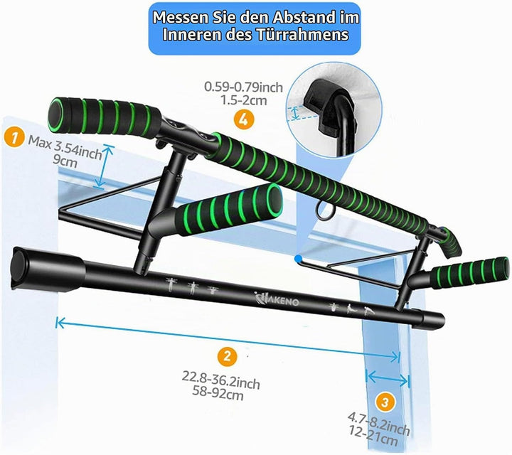Klimmzugstange Türrahmen ohne Schrauben - Pull Up Bar [bis 200 KG]- inkl. Schlingentrainer - Türreck
