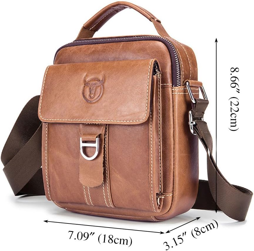 Echtes Leder Klein Umhängetasche Herren Tasche Reisen Mini Schultertasche Handytasche Männer Wasserd