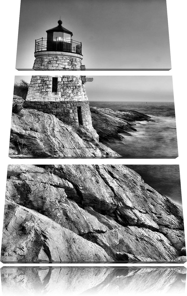 Pixxprint Kleiner Dicker Leuchtturm als Leinwandbild/Grösse: 3 Teilig (120x80) cm/Wandbild/Kunstdruc