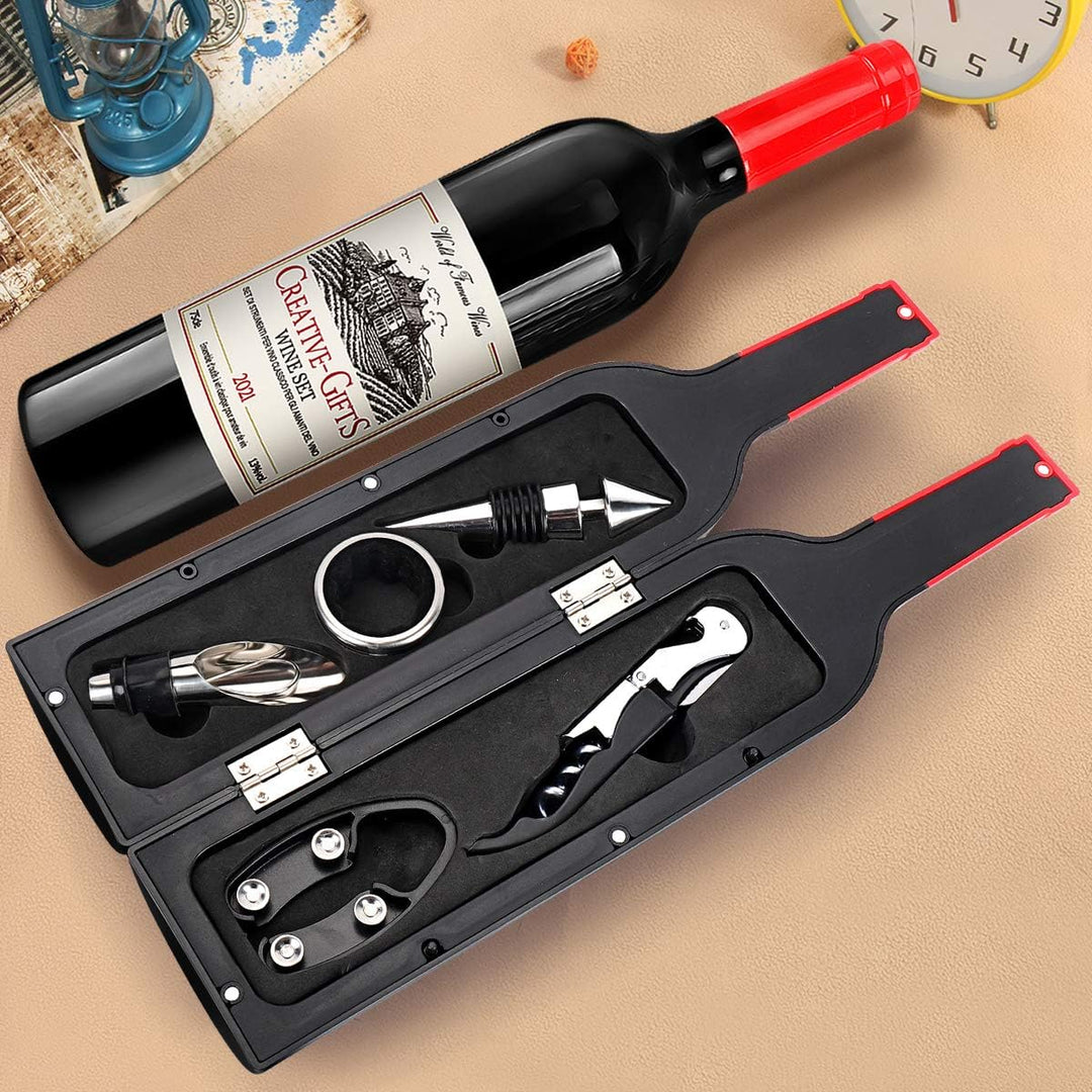 ZBPASL Weinflasche Geformt Korkenzieher Set,Weinöffner,Wein Sommelier Sets mit Flaschenöffner,Weinve