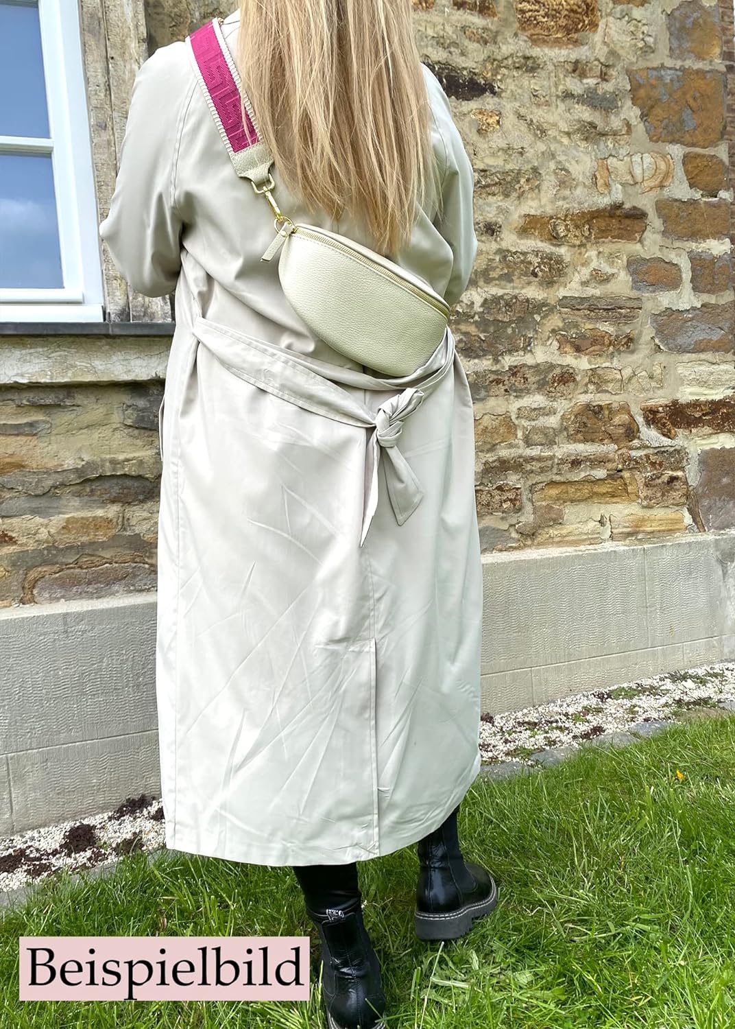 Bauchtasche mit breitem Wechselgurt Damen Gold, Leder Crossbody Bag mit breitem Gurt, Gürteltasche,