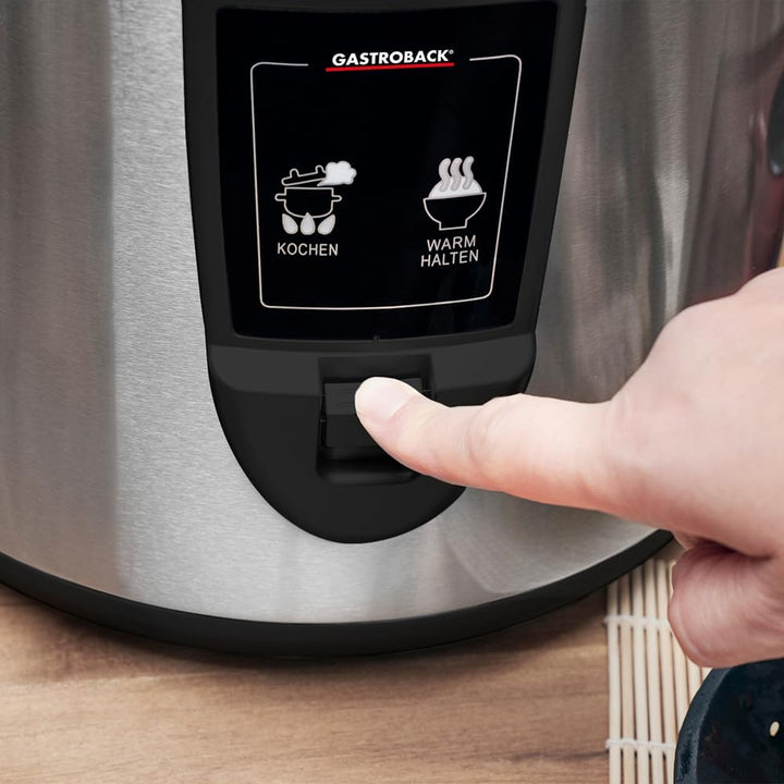 GASTROBACK Design Reiskocher - kein Überkochen - Automatisches Zubereiten von Reis, Basmati, Porridg