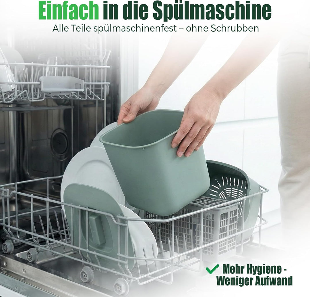 YourCasa Biomülleimer Küche 4L - Komposteimer mit herausnehmbarem Sieb & Deckel - geruchsdicht, spül