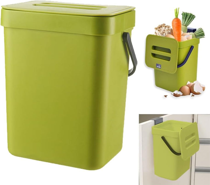 DASIAUTOEM Mülleimer Küche, Biomülleimer Küche Klein, 3L Abfalleimer mit Deckel, Küchenabfalleimer W