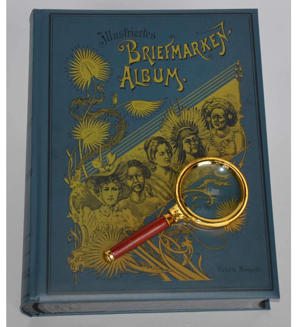 Goldhahn Briefmarkenalbum Einsteckalbum 60 schwarze Seiten Nostalgie-Album "Liberty" + GRATIS Lupe B