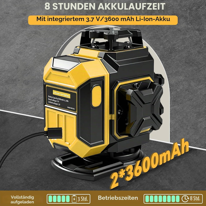 Kreuzlinienlaser mit Stativ 1M, Linienlaser 16 Linien 4D, 4x360 Grad Grün Selbstnivellierend Laser W