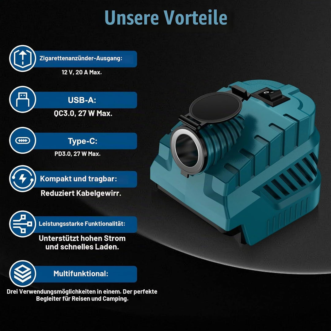 Step Down Konverter für Bosch 18V auf12V Abwärtswandler Power Wheel GBA Batterie Adapter,USB Type-C