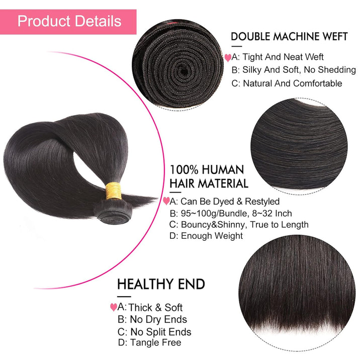 Huarisi 1 Bundle Human Hair Straight, 8 Zoll Brazilian Virgin Gerade Echthaar Bündel, 8a Unprocessed