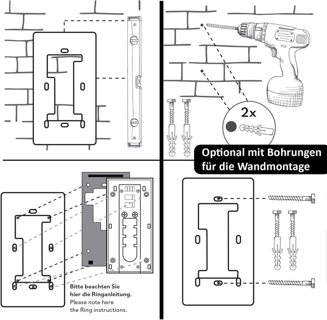 iSecur Edelstahl Blende personalisiert Premium - Passend für Ring Akku-Videotürklingel 2, Gen 3 Plus