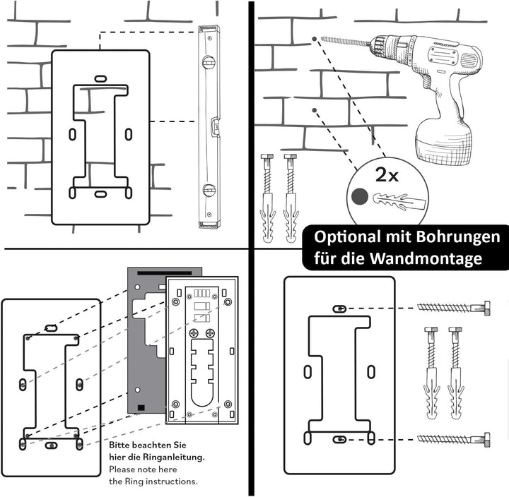 iSecur Blende passend für Ring Akku-Videotürklingel aus Edelstahl I Video-Doorbell 2. Gen 3 Plus 4 (