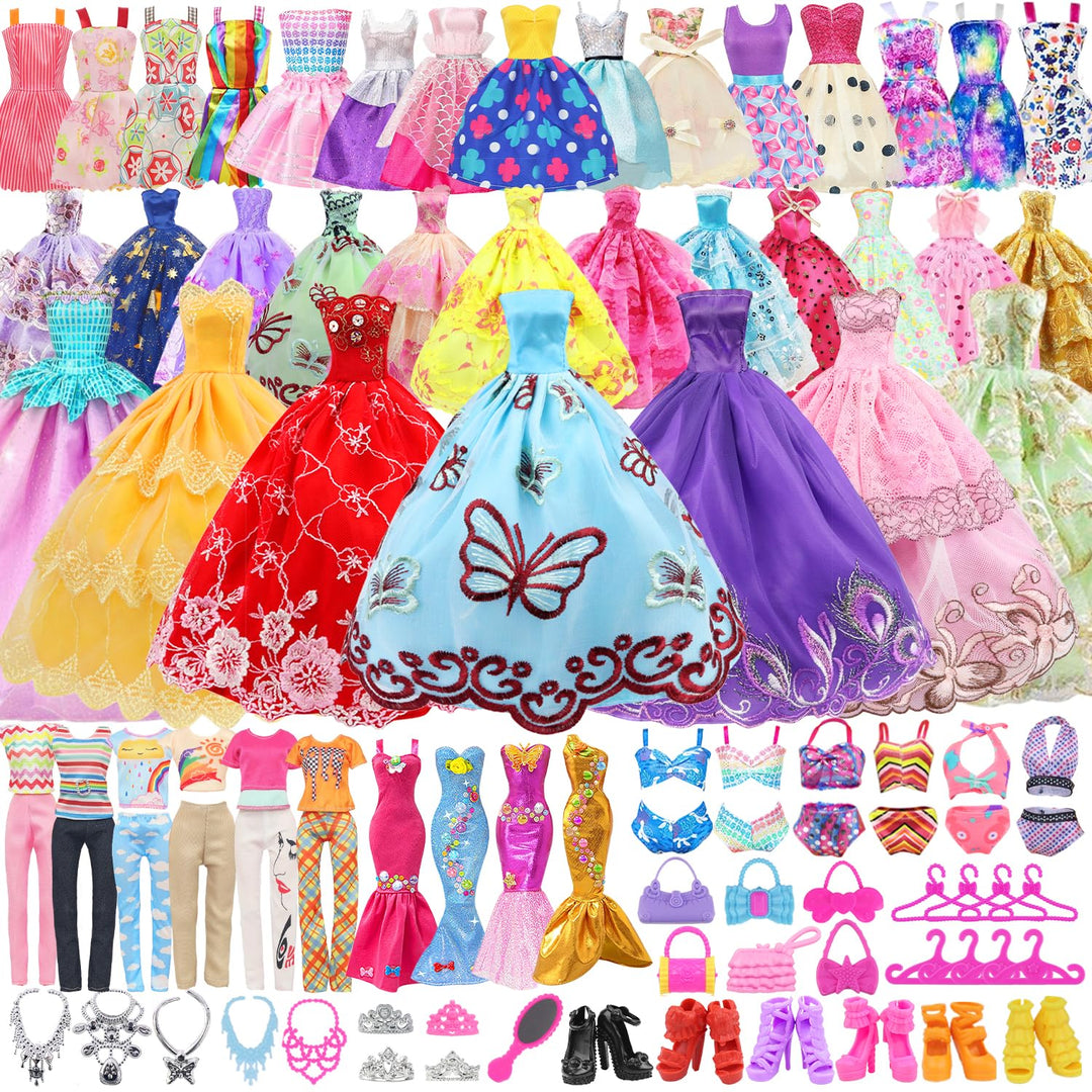 75 Teile Puppenkleidung Set Puppenzubehör für 11,5 Zoll (29 cm) Puppen mit Hochzeitskleider, Abendkl