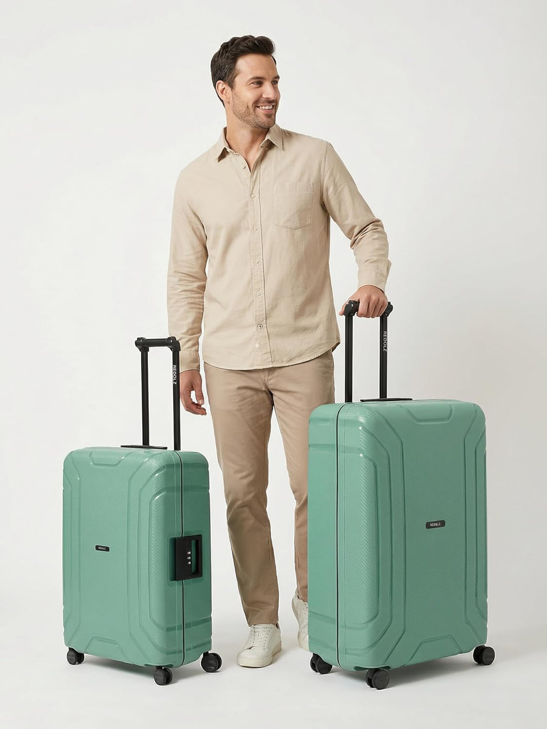 REDOLZ Hartschalen Koffer-Set 2-teilig ohne Reissverschluss | 3-Punkt-Verschluss-System | aus hochwe