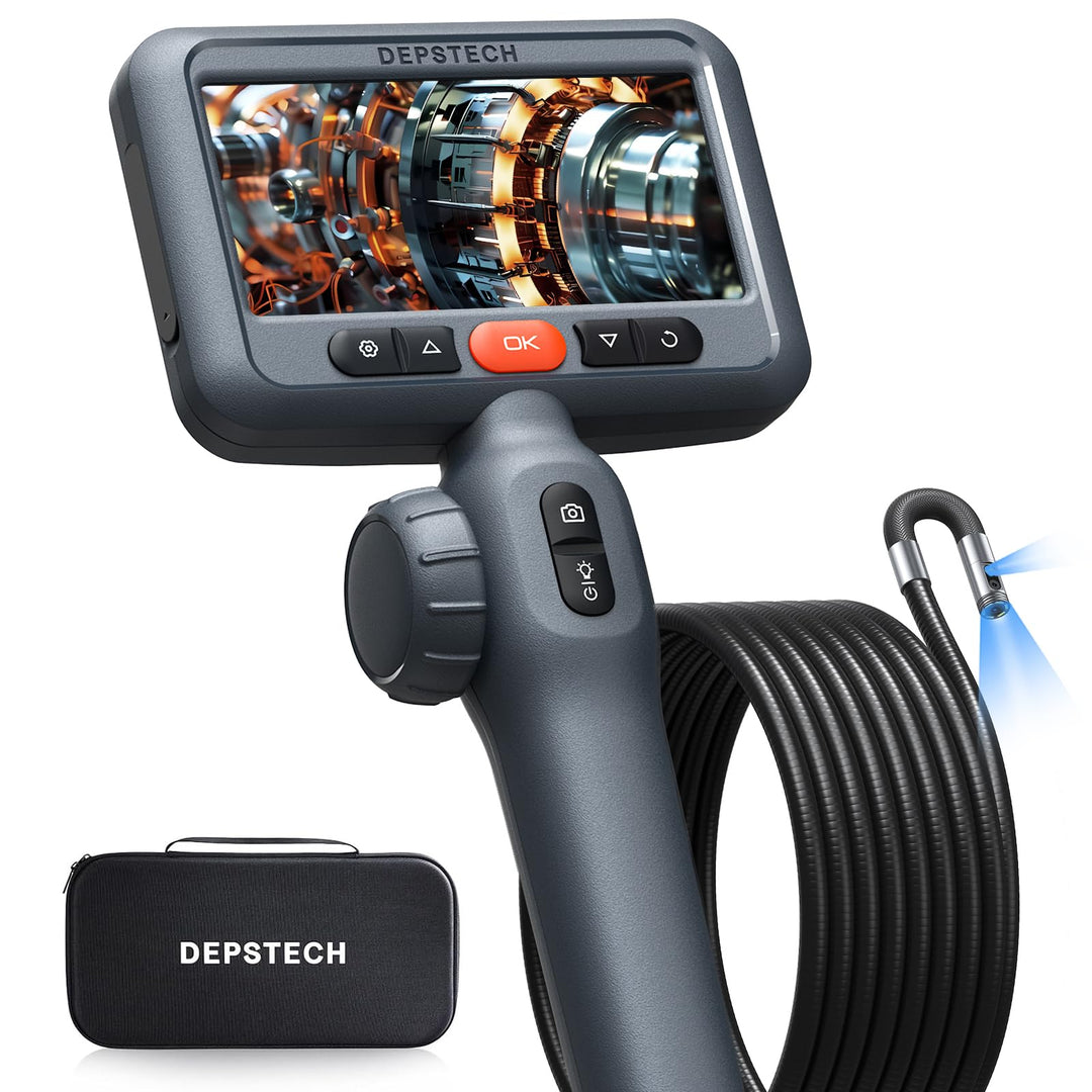 DEPSTECH Dual Lens Endoskopkamera mit Licht, 8,5mm Endoskop Beweglicher Kopf, 210° Drehbar Inspektio