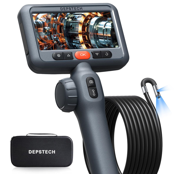 DEPSTECH Dual Lens Endoskopkamera mit Licht, 8,5mm Endoskop Beweglicher Kopf, 210° Drehbar Inspektio