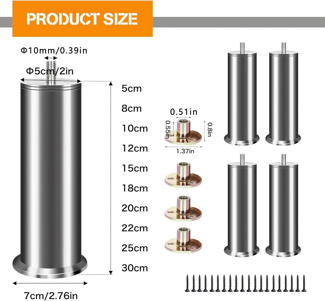 4 Stück Möbelfüsse Edelstahl, 18cm Sofa Füsse, Möbelbeine Metall, Für Schrankfüsse Bett Beine/Sofa B