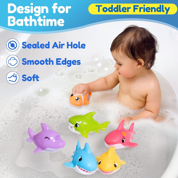 Oriate Infantino Badewannenspielzeug，6PCS Shark Meerestiere Figuren Baby Spielzeug，Kinderdusche Pool