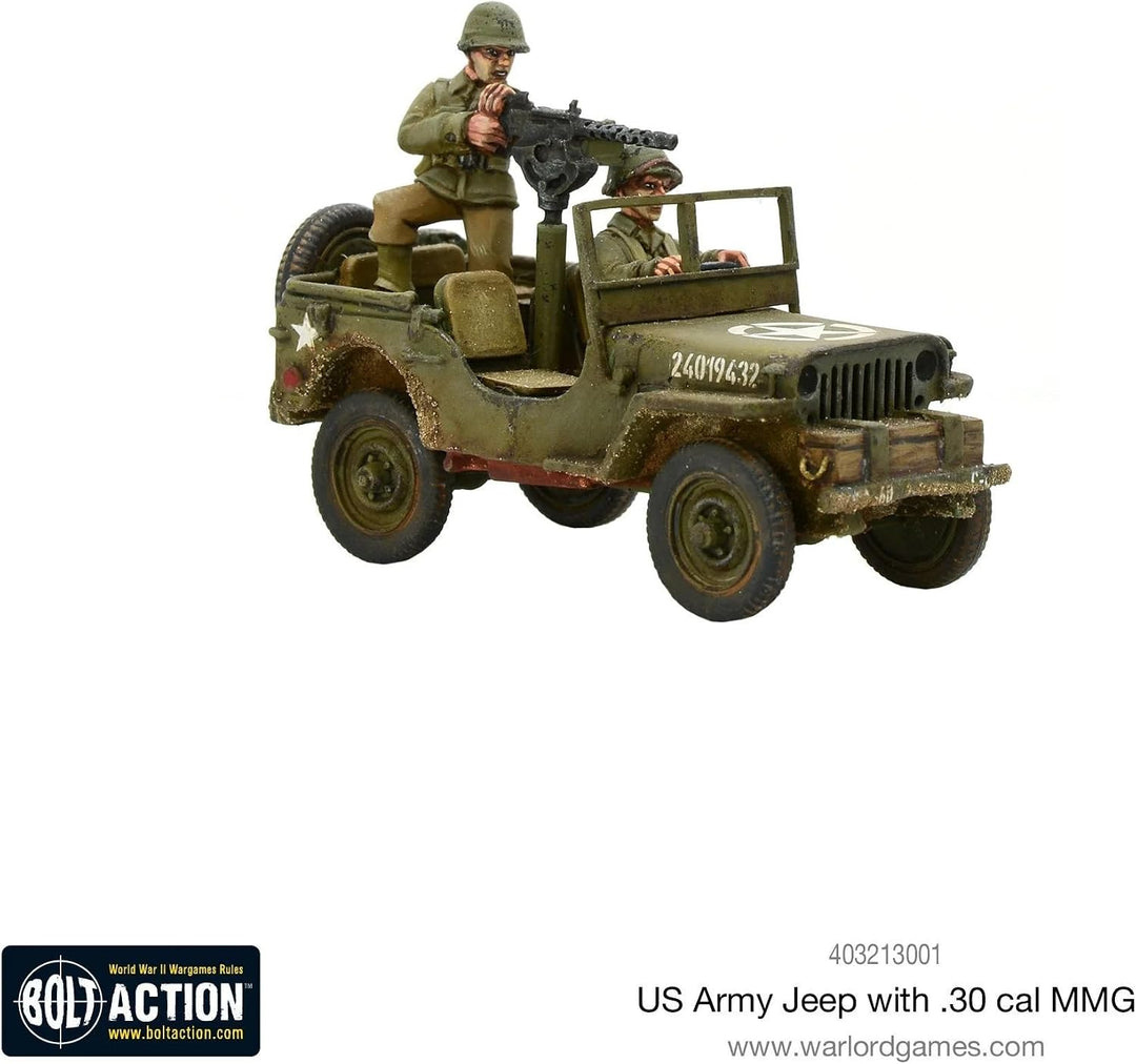 Bolt Action Warlord Games, miniatures - US Army Jeep with 30 Cal MMG