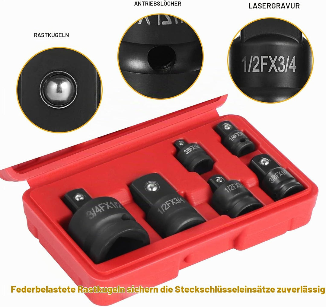 6 Stück Kraft Adapter Satz Schlagschrauber Adapter, Schlagschrauber Adapter,Steckschlüssel Konverter