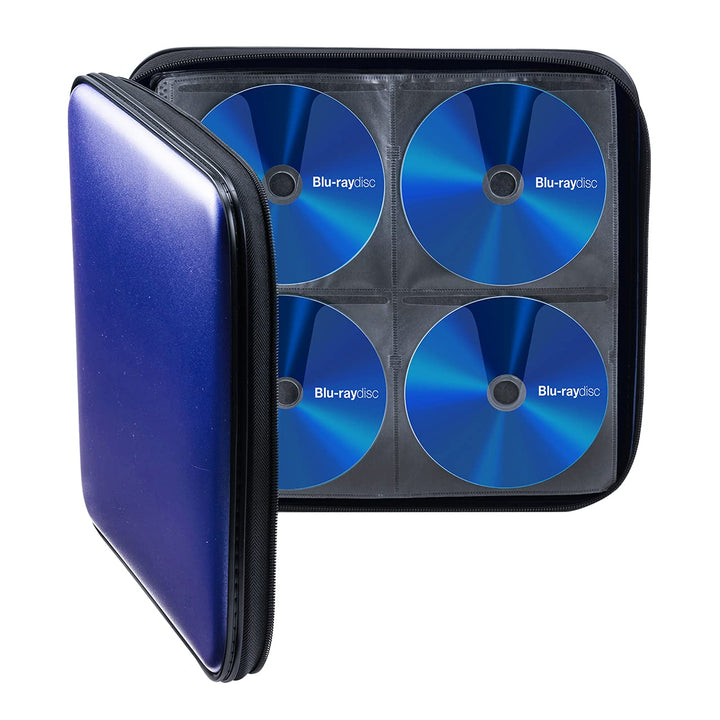 SANWA CD Tasche 160 Kapazität, Tragbare CD/DVD/Blu-ray Aufbewahrung mit Reissverschluss und Griff, H