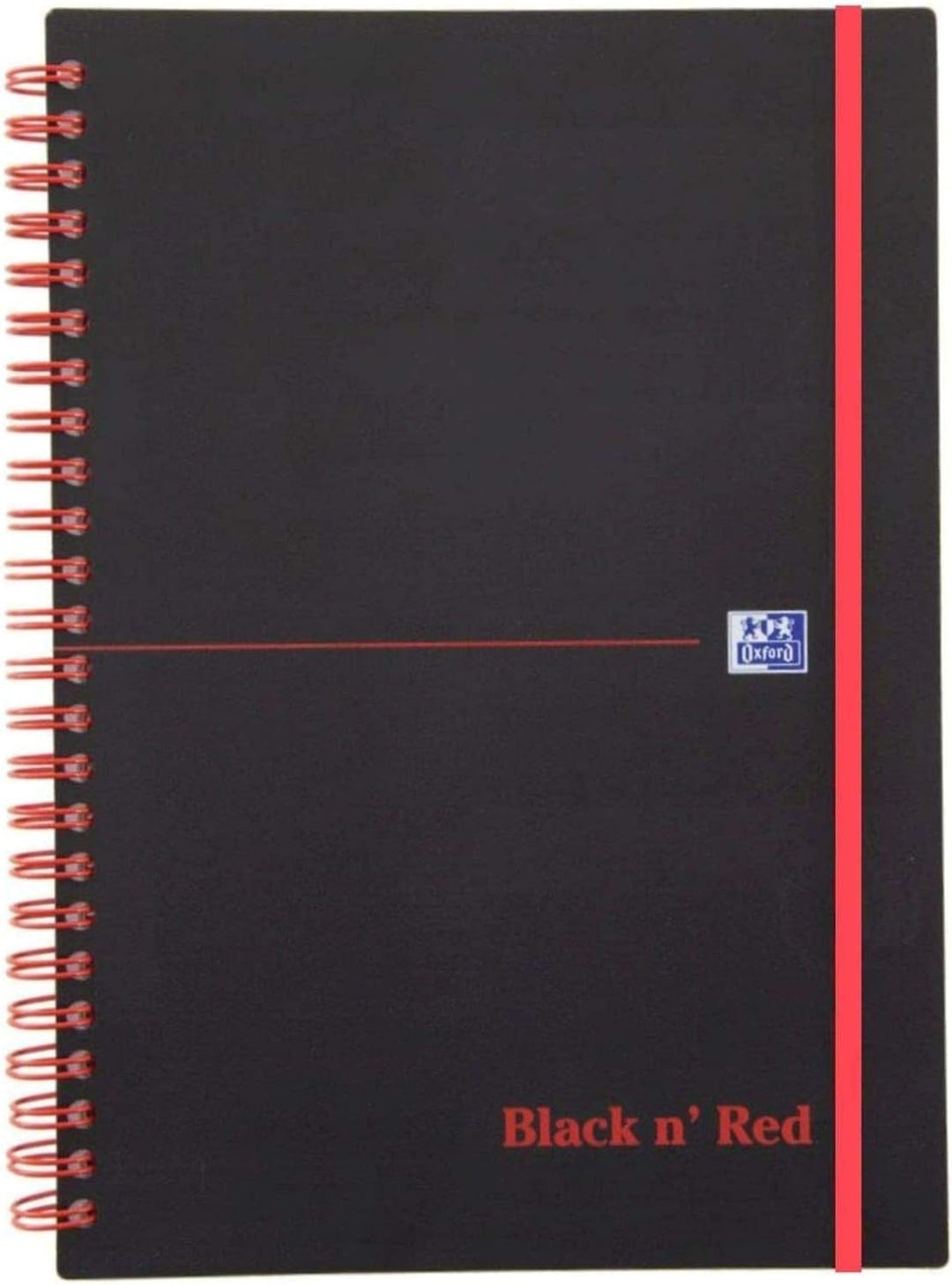 Oxford 400047656 Spiralbuch Black n' Red 5er Pack DIN A5 kariert flexibler Deckel 70 Blatt schwarz r