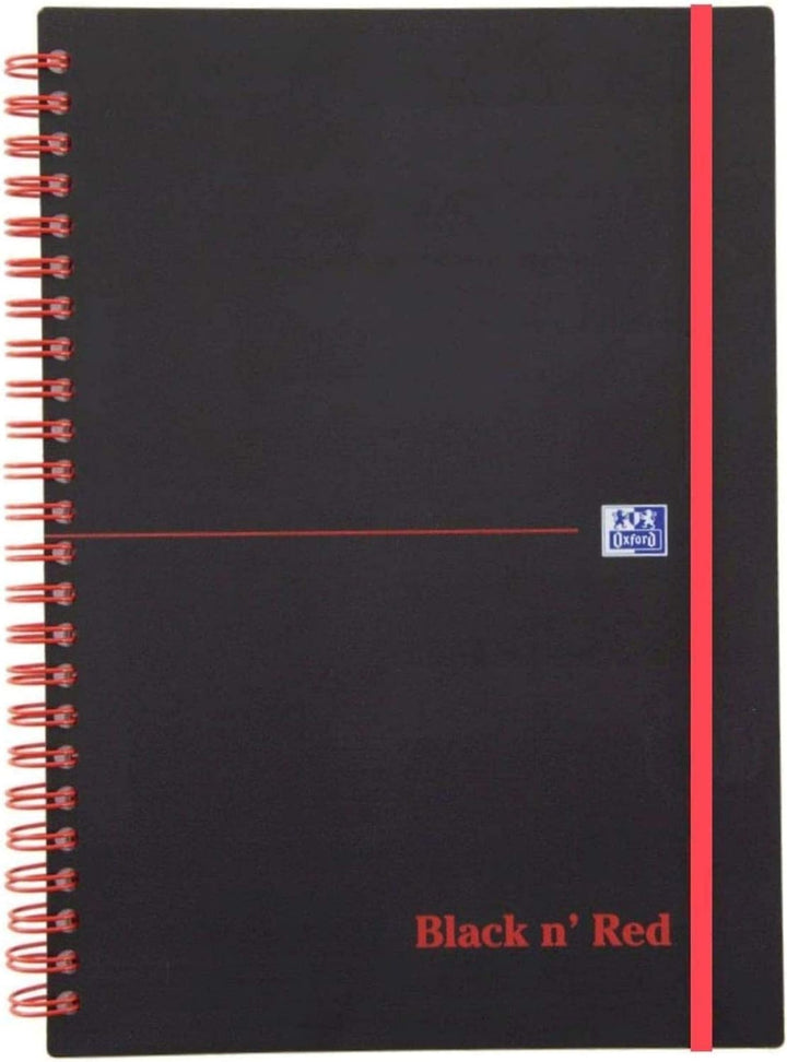 Oxford 400047656 Spiralbuch Black n' Red 5er Pack DIN A5 kariert flexibler Deckel 70 Blatt schwarz r