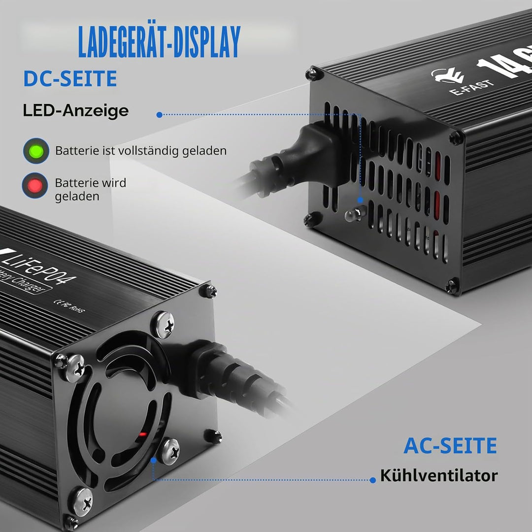 LiFePO4 Batterieladegerät 14,6V 20A Ladegerät 12V für Lithium Batterie Schnelles Aufladen für Wieder