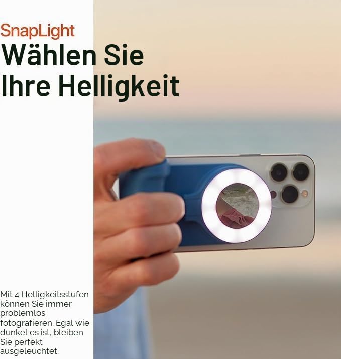ShiftCam SnapPocket Light - LED-Selfie-Ringlicht mit Vier Helligkeitsstufen und integriertem Akku -