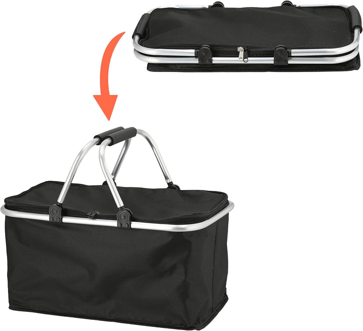 Einkaufskorb 30 Liter schwarz mit Kühlfunktion - 48 x 24 cm - Thermo Einkaufstasche mit Zwei Griffen