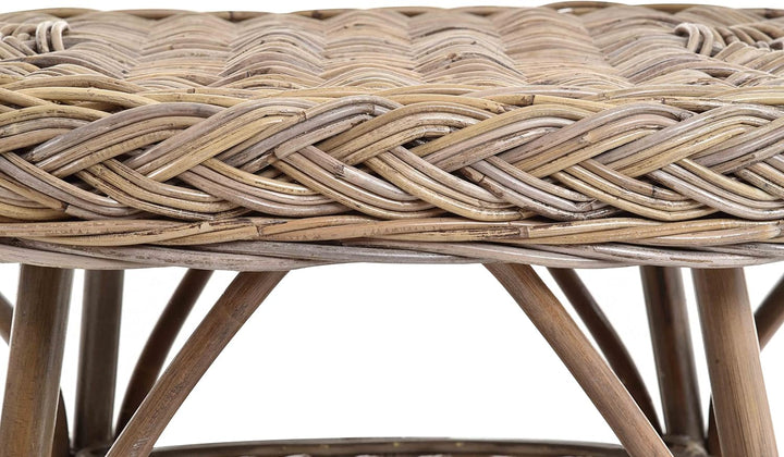 korb.outlet Rattan-Tisch/Beistelltisch Rund/Couchtisch Rattantisch Ablage (Oval - Grau Natur)