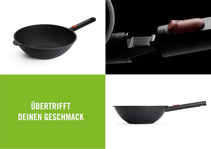 Woll Diamond Logic XR Wok- und Rührpfanne - Induktiv -, Ø 30 cm, 10 cm hoch, mit abnehmbarem Stiel -