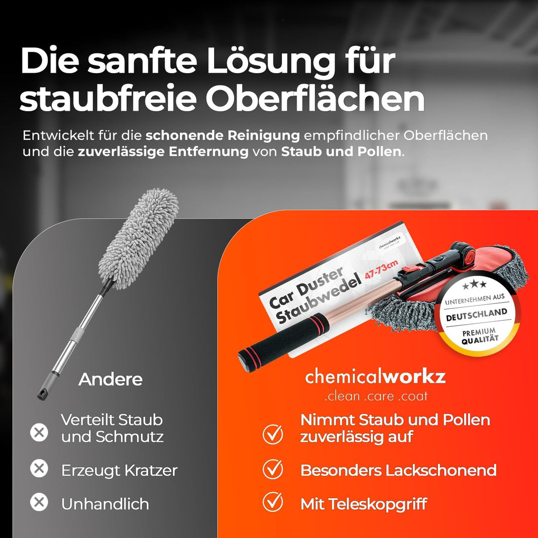 chemicalworkz Car Duster Staubwedel Auto | Premium Auto Staubwischer mit lang ausziehbarem Teleskopg