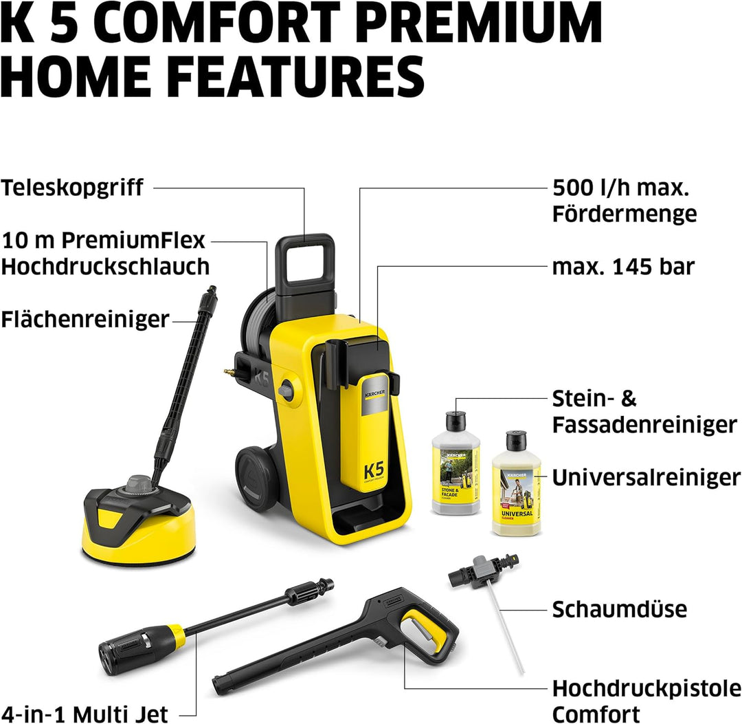 Kärcher Hochdruckreiniger K 5 Comfort Premium Home, Druck: 145 bar, Fördermenge: 500 l/h, Fläche: 40