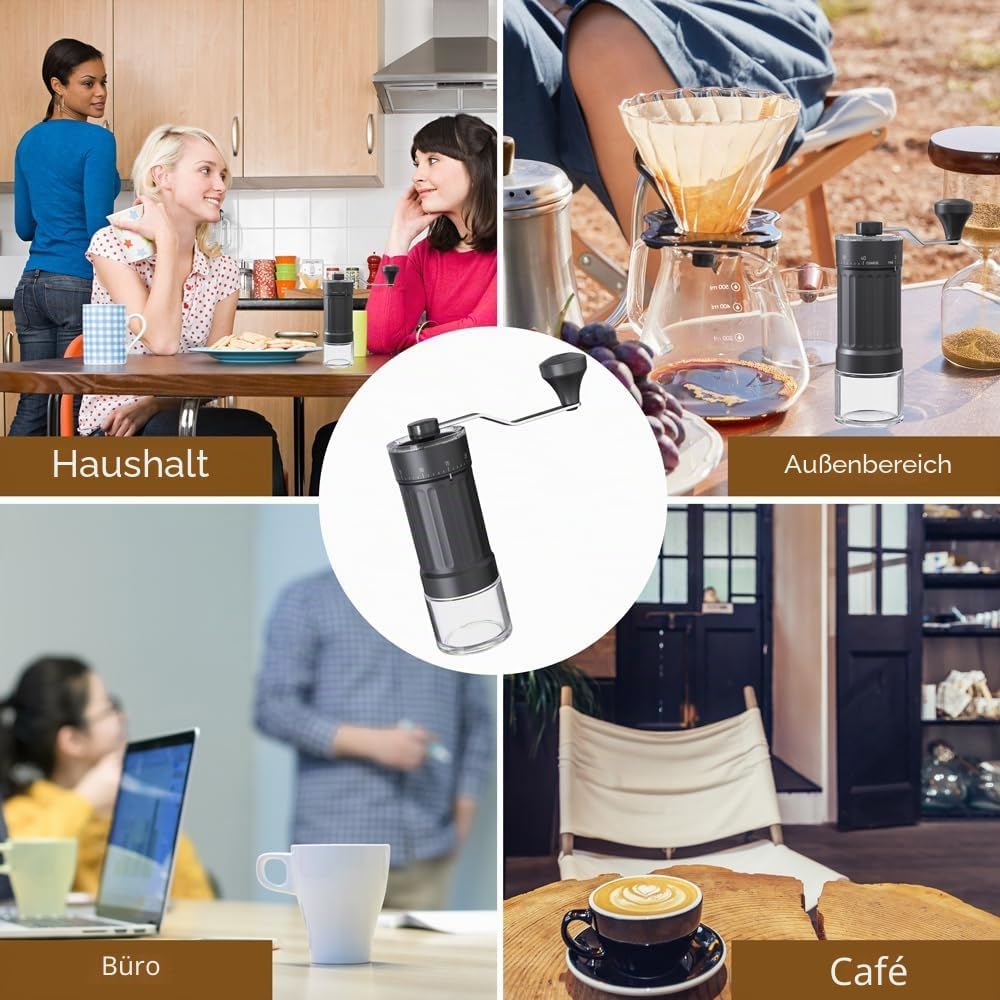 Tragbarer Kaffeemühle Konischer Mahlwerk für Espresso French Press Pour Over Doppellager Äusserer Ei