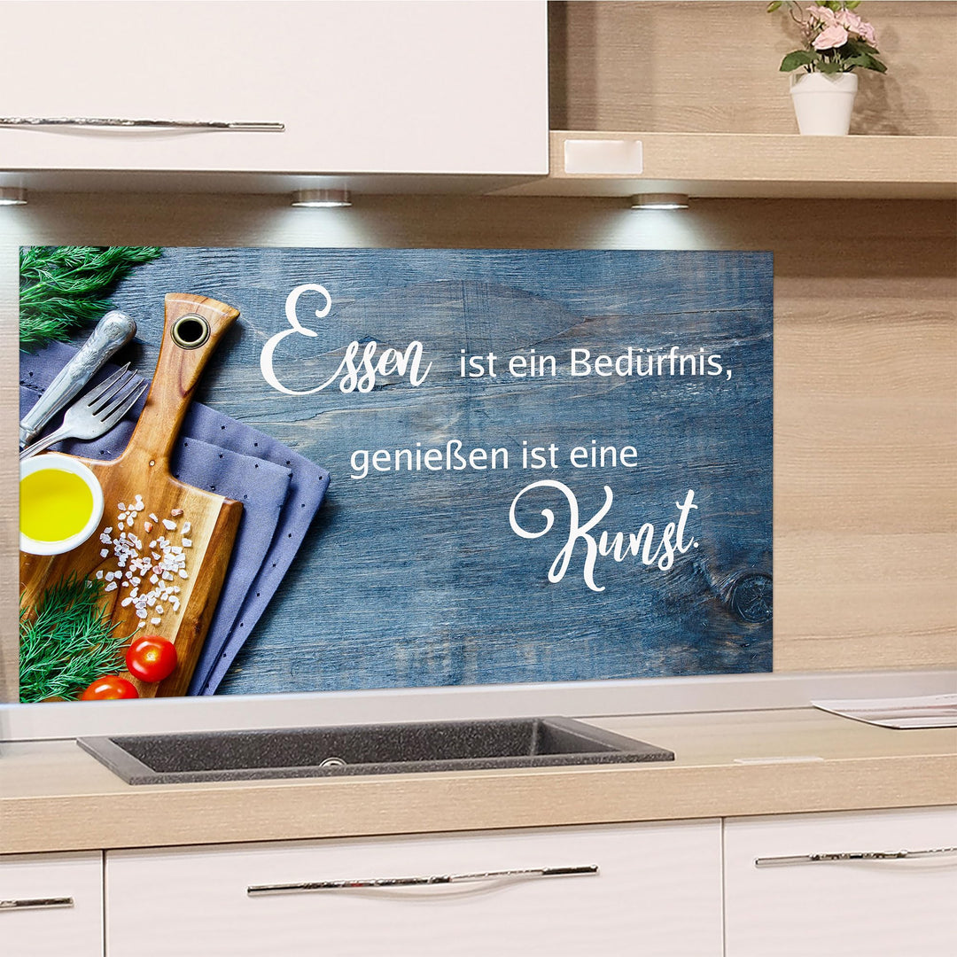 GRAZDesign Spritzschutz Küchenrückwand Glas Küche für Herd & Küchenspüle, Spruch - Glasplatte für Rü