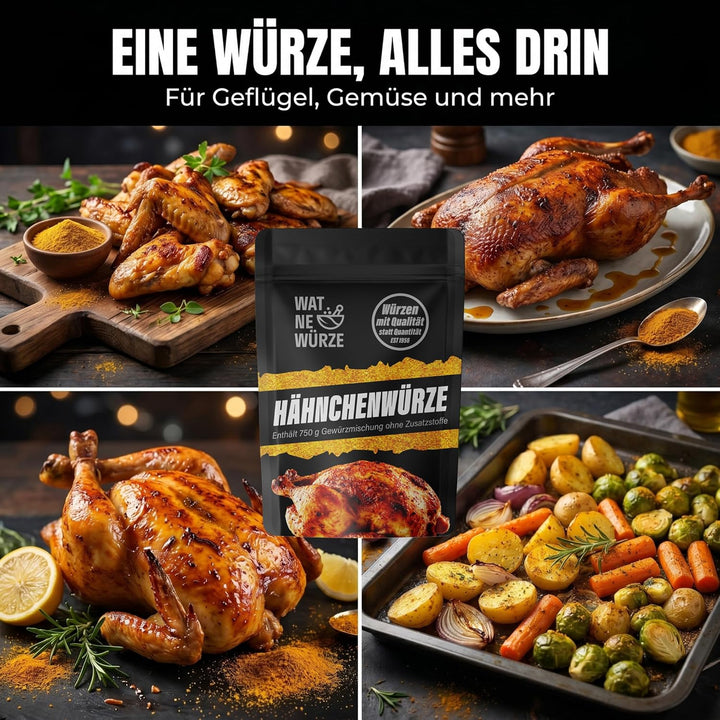 WAT NE WÜRZE Hähnchengewürz Chicken Rub 750 g | Gewürz für Brathähnchen, Chicken Wings, Hähnchen, Ga
