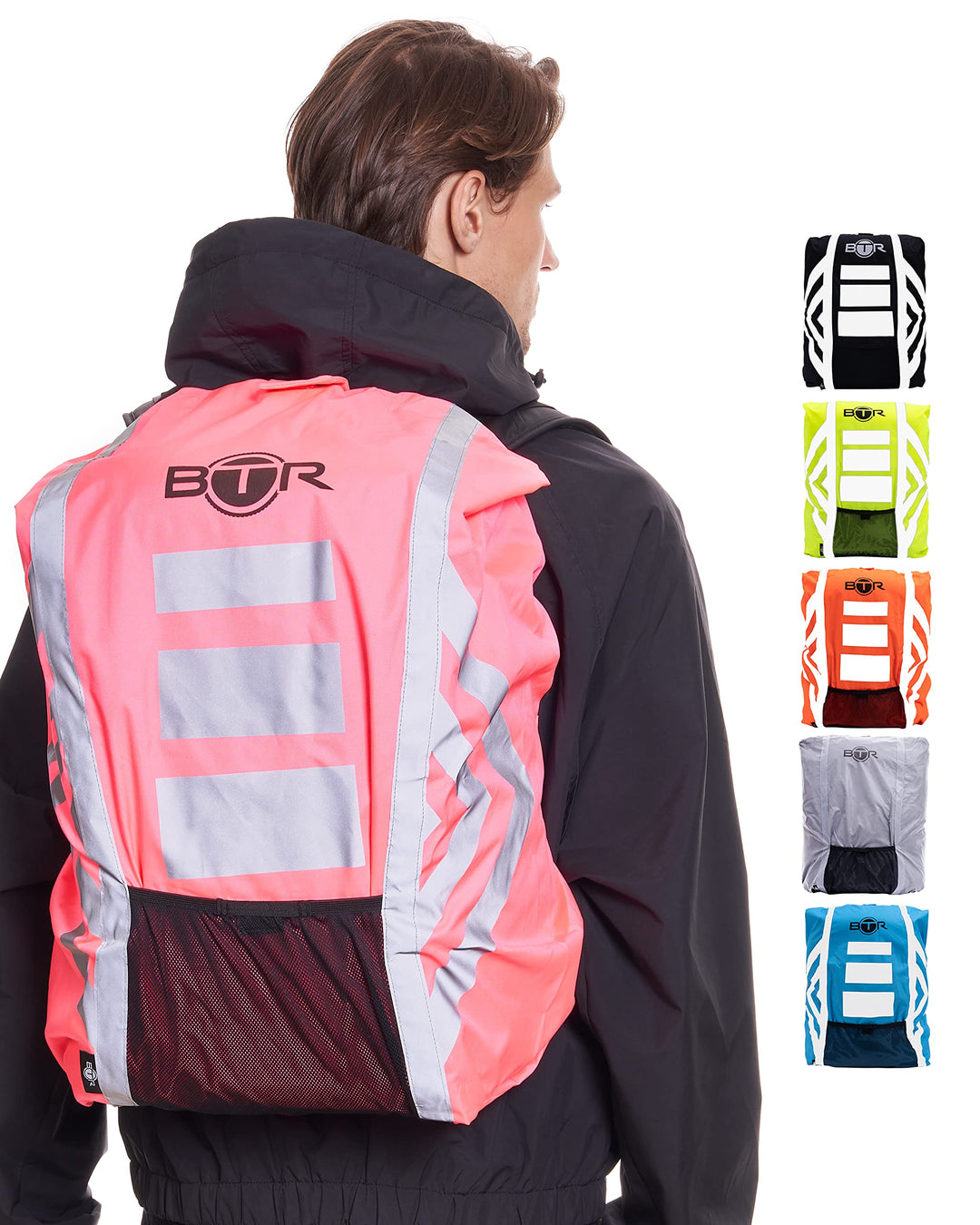 BTR Wasserfester Regenschutz für den Rucksack, Regenschutz für Schulranzen Rosa Grösse (57cm x 47cm)