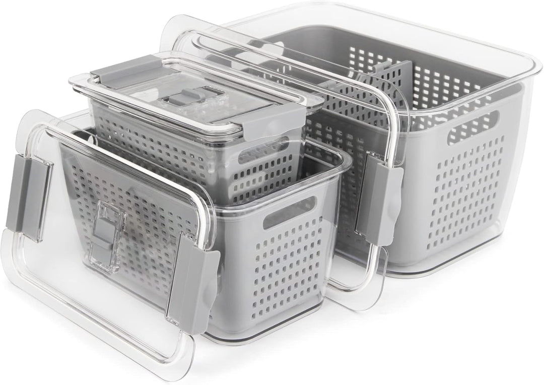 Spesh Frischhaltedosen Set Kühlschrank Organizer Vorratsdosen 3er-Set (2L+4L+5.8L) Kunststoff Kühlsc