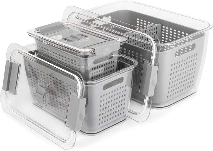 Spesh Frischhaltedosen Set Kühlschrank Organizer Vorratsdosen 3er-Set (2L+4L+5.8L) Kunststoff Kühlsc