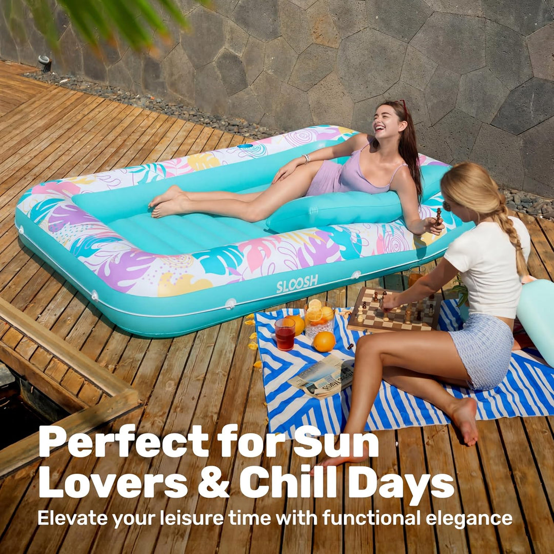 SLOOSH Aufblasbare Tanning Pool, 70" x 46"/ 85" x 57" Grosse aufblasbarer Luftmatratze für Erwachsen