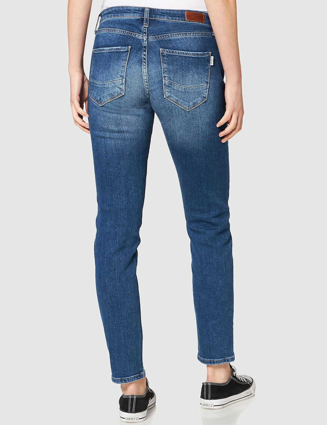 Cross Damen Gwen Boyfriend Jeans 27W Mid Blue Destroyed, 27W Mid Blue Destroyed