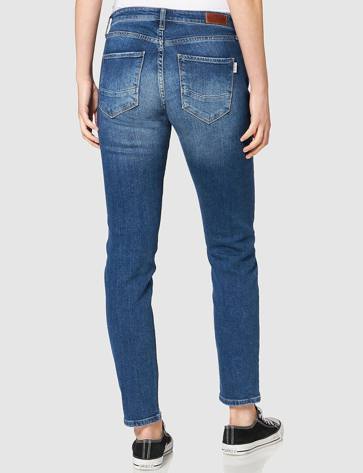 Cross Damen Gwen Boyfriend Jeans 27W Mid Blue Destroyed, 27W Mid Blue Destroyed