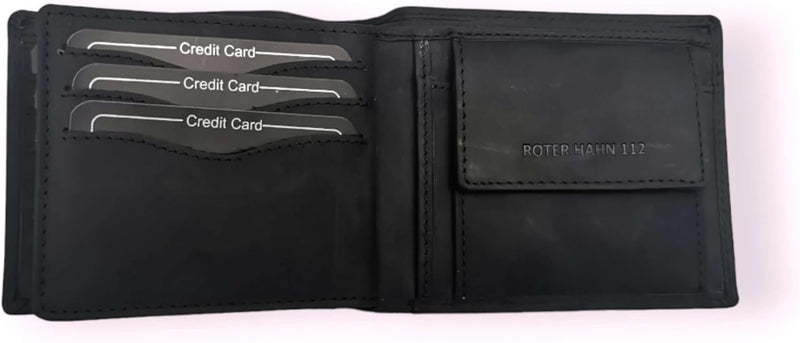 Roter Hahn 112 Feuerwehr Geldbörse/Gold-M Feuerwehr 24-7-365 / Portemonnaie Geldtasche Portjuchhe Br