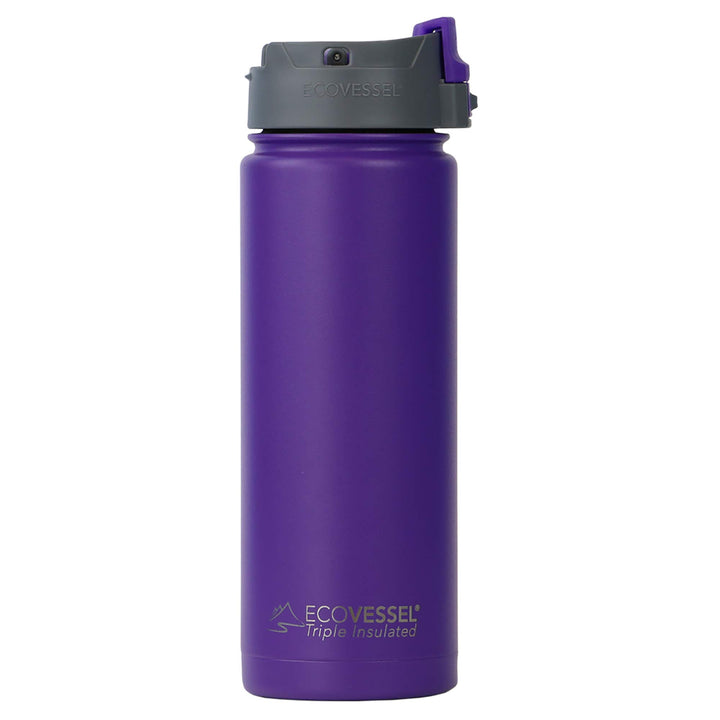 EcoVessel's Perk vakuumisolierte Kaffee-/Tee-Reiseflasche aus Edelstahl mit Druckknopfverschluss, Pu