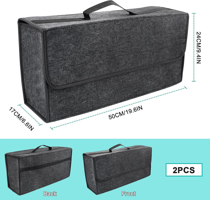 2 Stück Auto Kofferraum Organizer,Faltbar Auto Organizer Kofferraum 30 x 16 x 30cm,Rutschfest Grau A