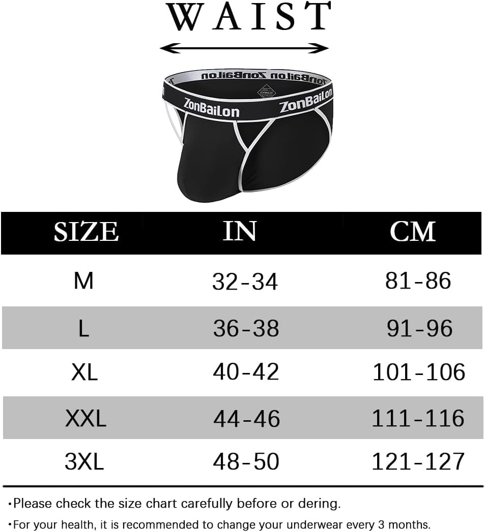 BIATWOWR Herren Dreiecks-Slip mit extra Balltasche dehnbar, ohne Etikett und breitem Bund Briefs Und