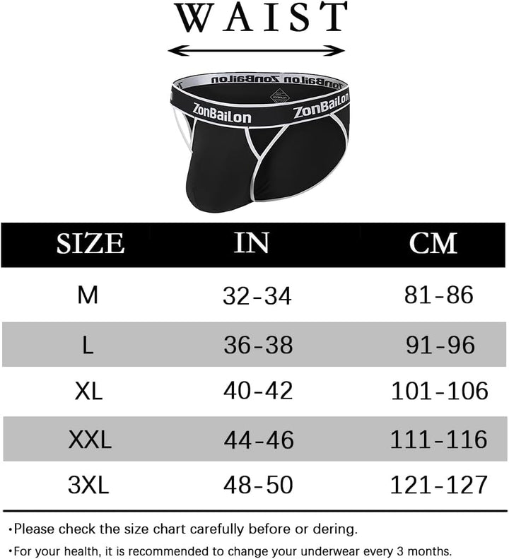 BIATWOWR Herren Dreiecks-Slip mit extra Balltasche dehnbar, ohne Etikett und breitem Bund Briefs Und