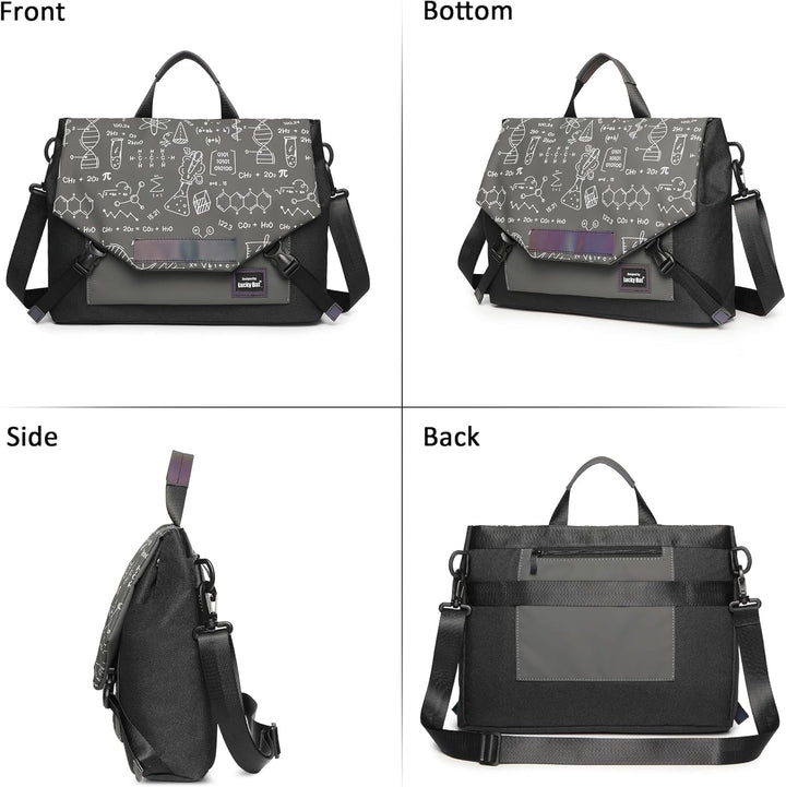 DORRISO Mode Umhängetasche Damen Herren Casual 15.6 Zoll Laptoptasche mit Gepäckgurt Arbeitstasche f