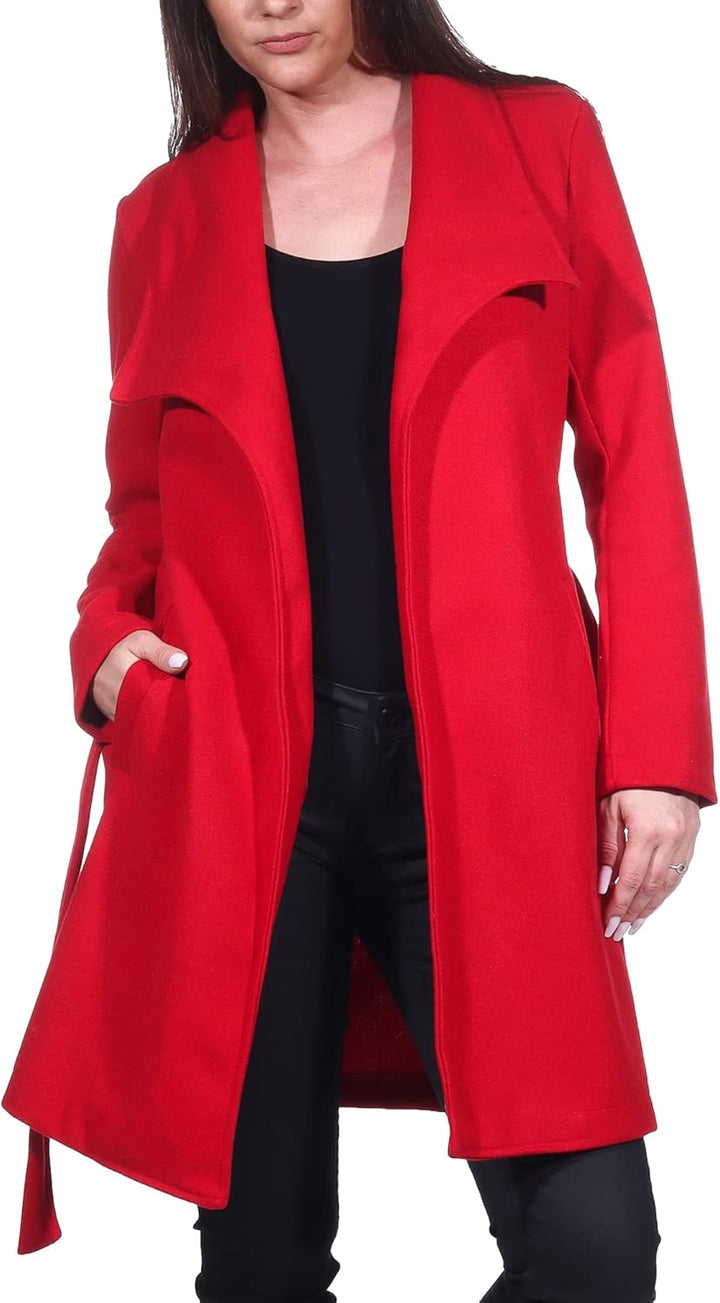 malito – Damen Trenchcoat einfarbig mit Gürtel & Taschen – klassischer Mantel für Herbst & Winter –