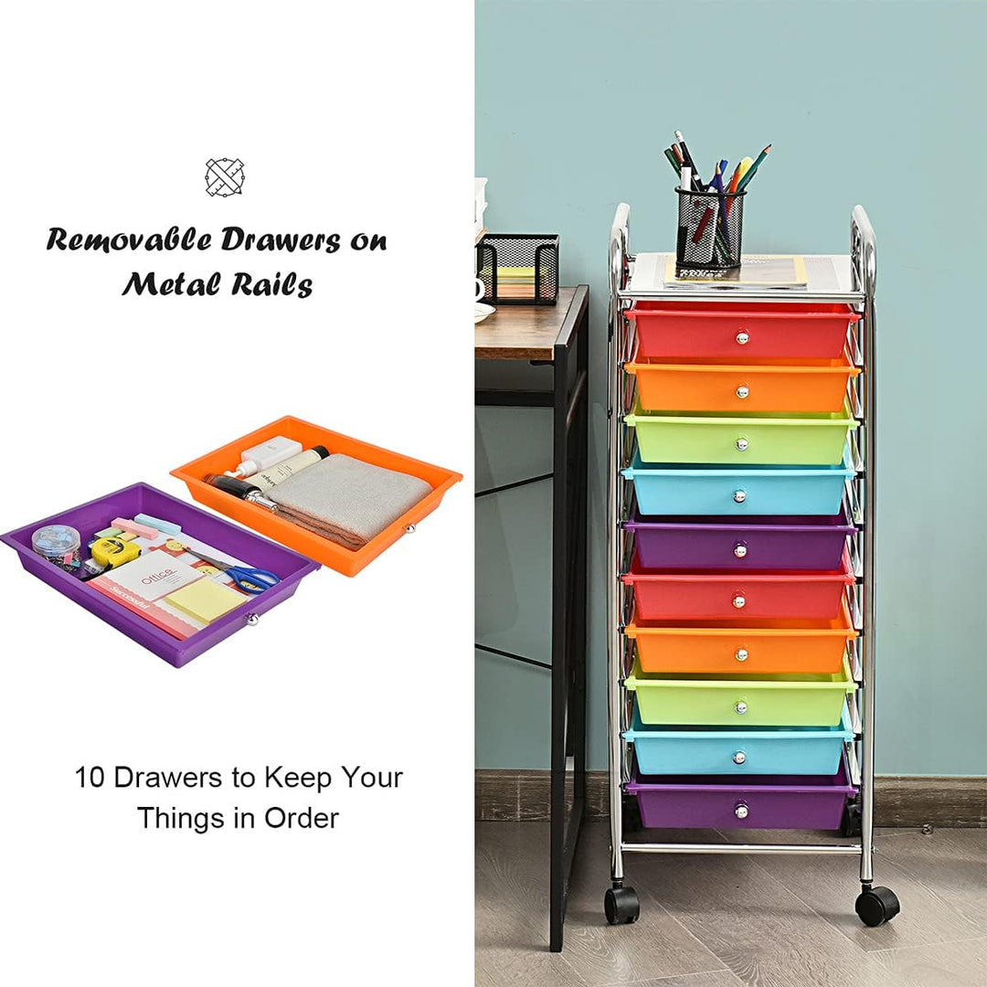 RELAX4LIFE Rollwagen 10 Schublade, Rollcontainer Grosser Stauraum, Badrollwagen Metallgestell, Badtr